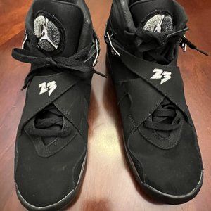 Nike Air Jordan Retro 8 Chrome, Black Suede upper, Size 7 Youth,